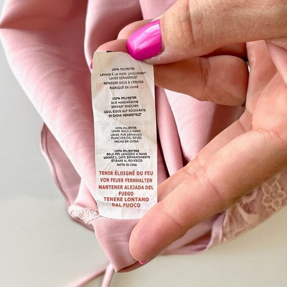 PRETTYLITTLETHING Asymmetric Hem Midi Dress 4 Pink Lace Detail Sleeveless NEW - Picture 12 of 14